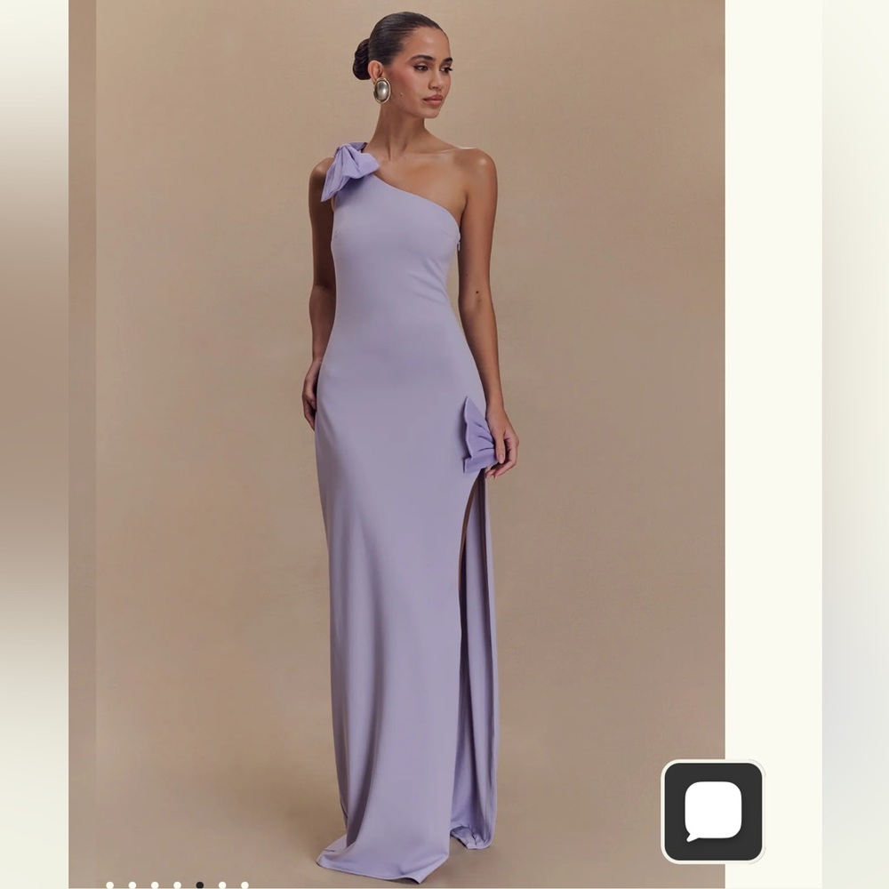 NWT Meshki Hallie One-Shoulder Bow Maxi Dress - Lilac